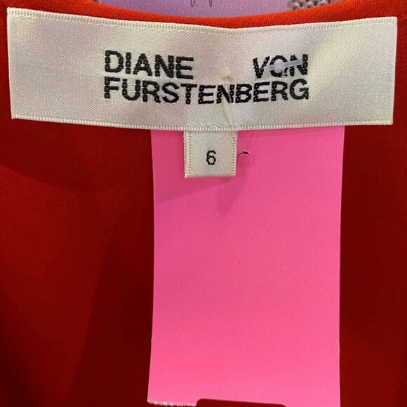 Diane Von Furstenberg Red Silk Faux Wrap Dress - Picture 4 of 4